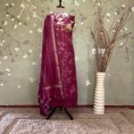 Floral Chandari Satin Margenta