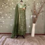 Floral Chandari Satin Green