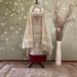 Jamadani Hand Work Chnadari Beige/ Mroon