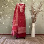 Jamdani Butti Chanderi Red