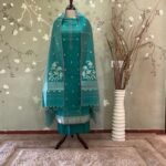 Jamdani Resham Butti Chanderi Peacock Green