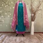 Jamdani Butti Chanderi Pestal Blue /Pink