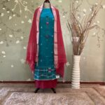Jamdani Butti Chanderi Pecock Blue