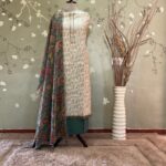 Jamdani / Kalamcari Chanderi Beige /Green