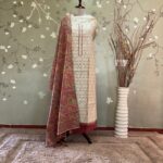 Jamdani / Kalamcari Chanderi Beige /Rust