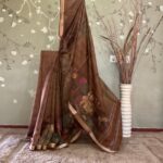 Radhe Krishna Zari Checks Tussar Brown