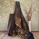 Radhe Krishna Zari Checks Tussar Black