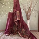 Royal Pichwai Zari Checks Tussar Marron