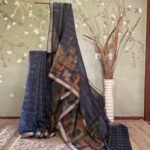 Royal Pichwai Zari Checks Navy Blue