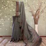 Resham Border Digital Chanderi Grey