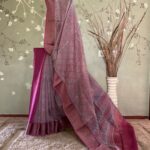Resham Border Digital Chanderi Pink