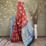 Shibori Block Tussar Red Two Tone
