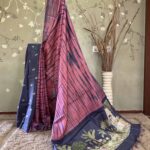 Shibori Royal Pichwai Tussar Pink Two Tone