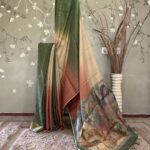 Madhubani Digital Ombré Tussar Green