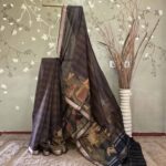 Radhe Krishna Zari Checks Tussar Black