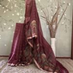 Royal Pichwai Zari Checks Tussar Marron