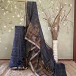 Royal Pichwai Zari Checks Navy Blue