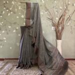 Resham Border Digital Chanderi Grey