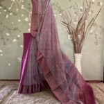 Resham Border Digital Chanderi Pink