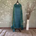 Shibori Tussar Peacock Green