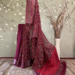 Resham Border Floral Chanderi Red